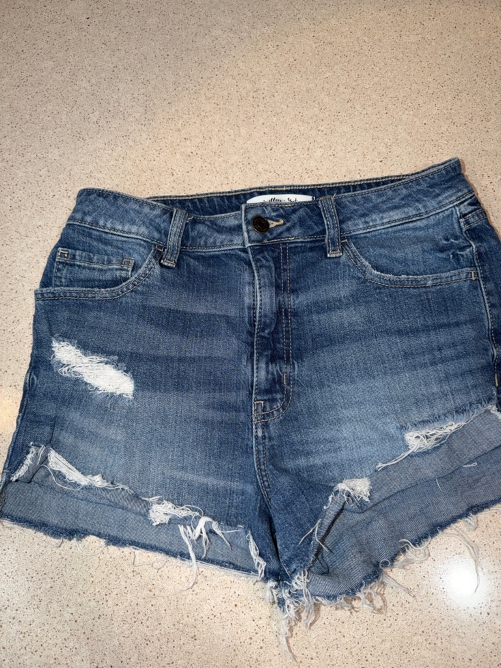 Willow + Root Distressed Denim Shorts Size Medium (The Rise Up)